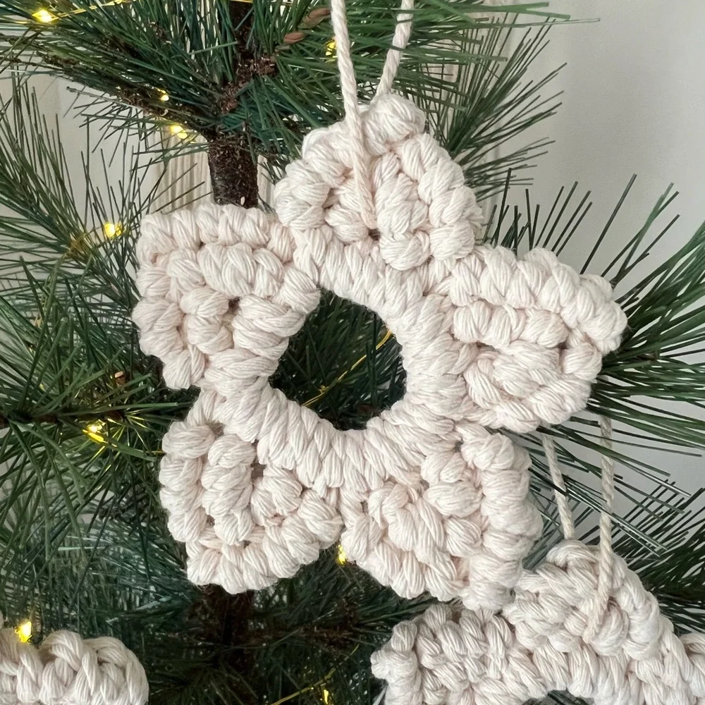 Set of 3 Macrame Star Ornaments